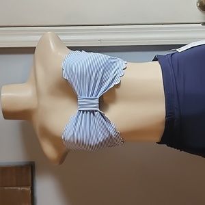 NWOT Light Blue and White striped Bikini Top